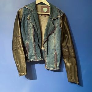Kendall & Kylie Leather+Jean Jacket